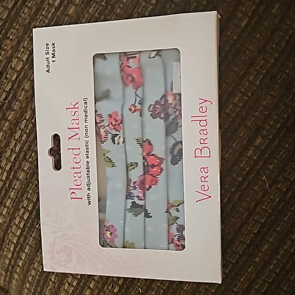Vera Bradley Face Mask Water Bouquet Floral Pleated Adjustable Elastic